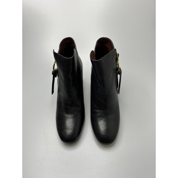 See By Chloe Louise Block-Heel Leather Ankle Boots Black Women’s EU 39/US $445
